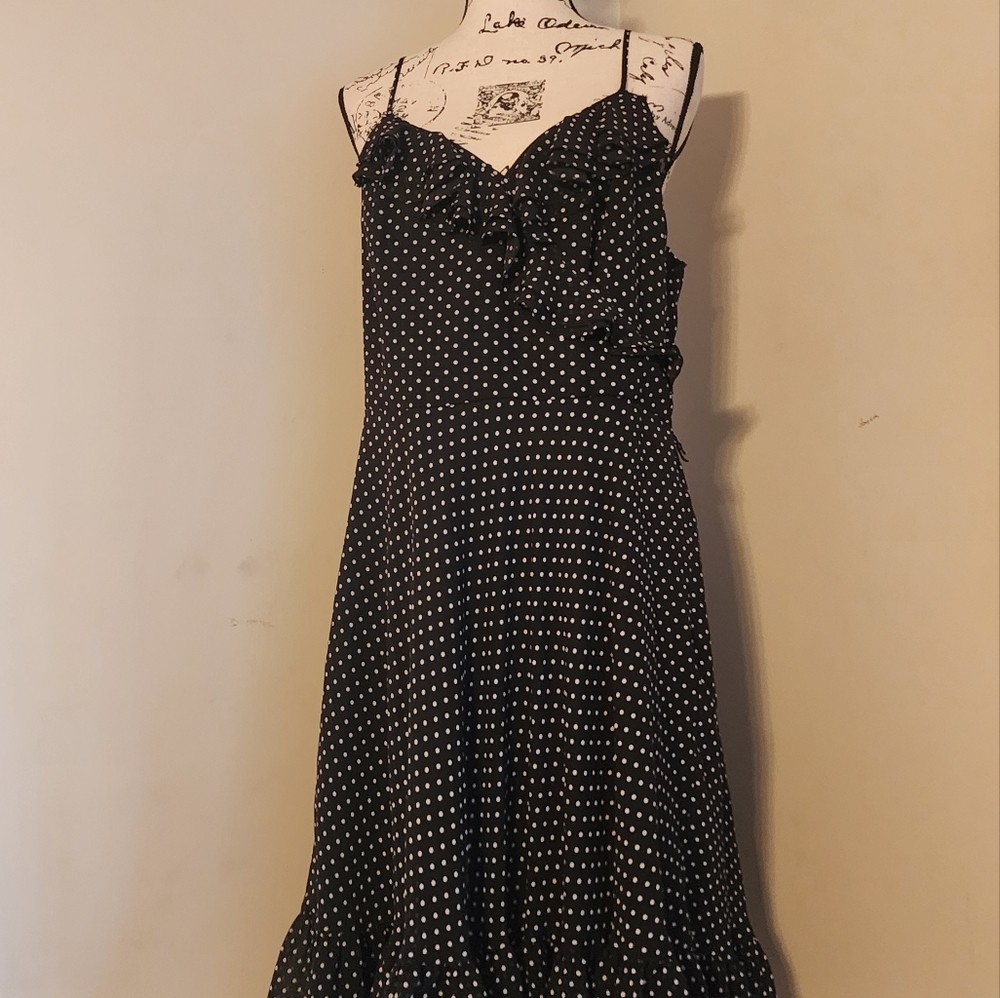 Black polka dot dress thin straps